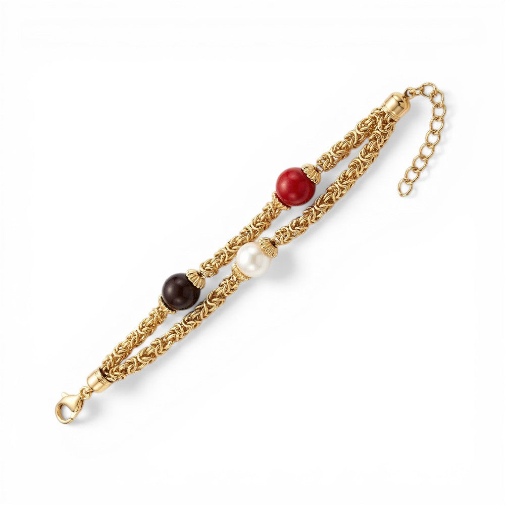 BRACCIALE A DUE FILI CON SFERE COLORATE