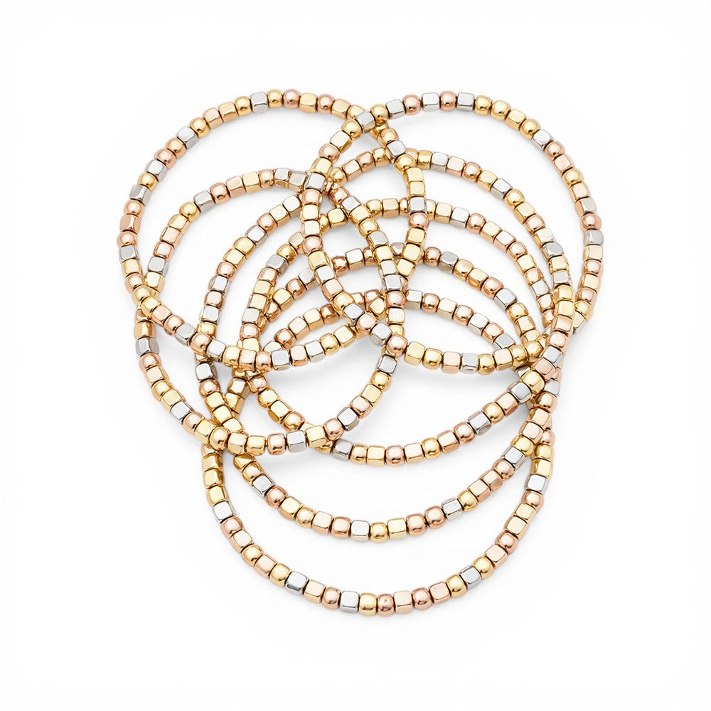 SET DI 8 BRACCIALI ELASTICI FORMATI DA CUBETTI CON GLI ANGOLI SMUSSATI