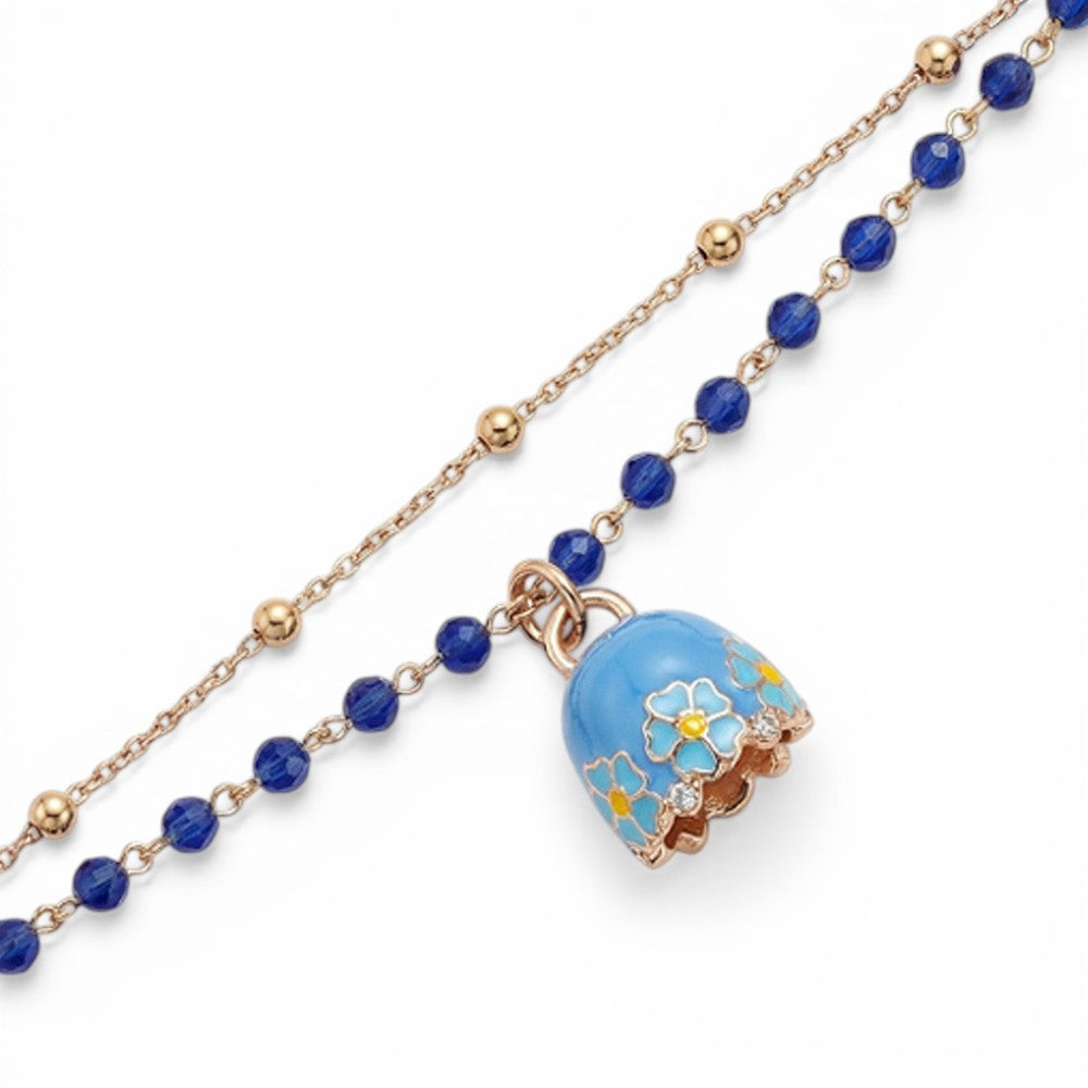 BRACCIALE CON CAMPANELLA PENDENTE E CORNICE DI FIORI