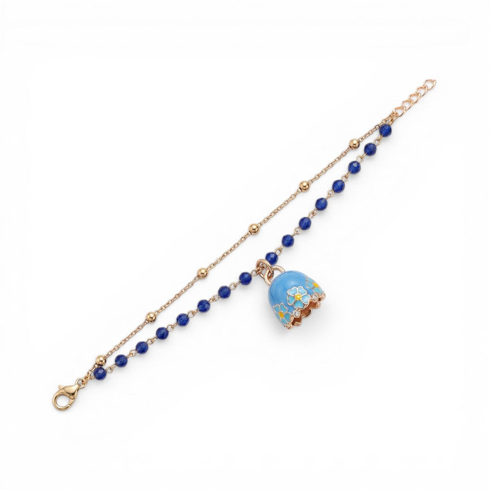 BRACCIALE CON CAMPANELLA PENDENTE E CORNICE DI FIORI