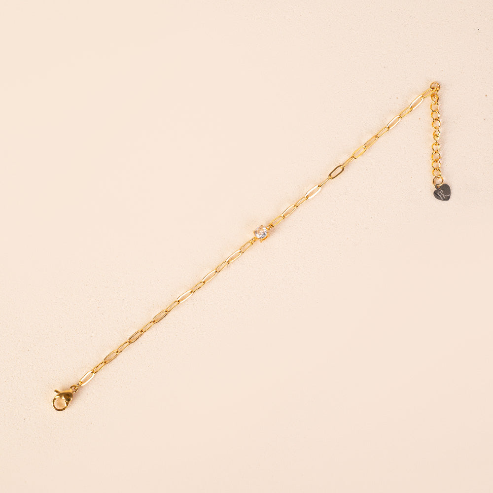 BRACCIALE A CATENA FINA CON STRASS COLORATO CENTRALE