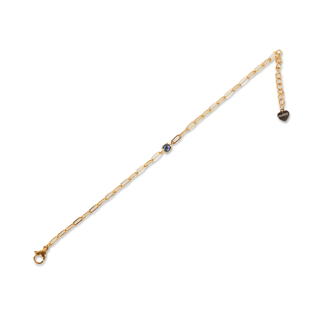 BRACCIALE A CATENA FINA CON STRASS COLORATO CENTRALE