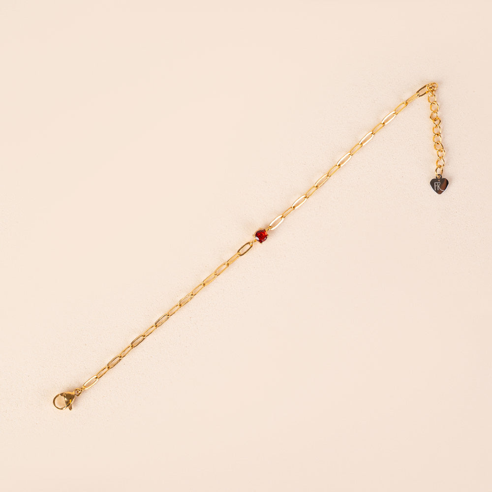 BRACCIALE A CATENA FINA CON STRASS COLORATO CENTRALE