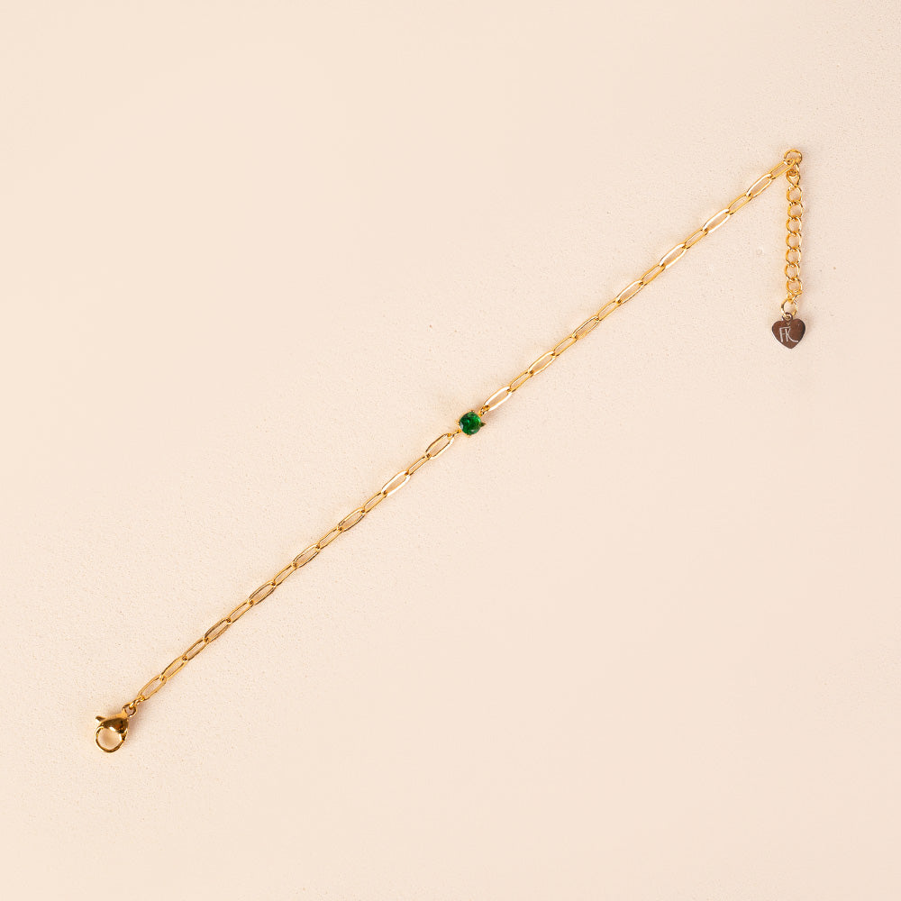 BRACCIALE A CATENA FINA CON STRASS COLORATO CENTRALE