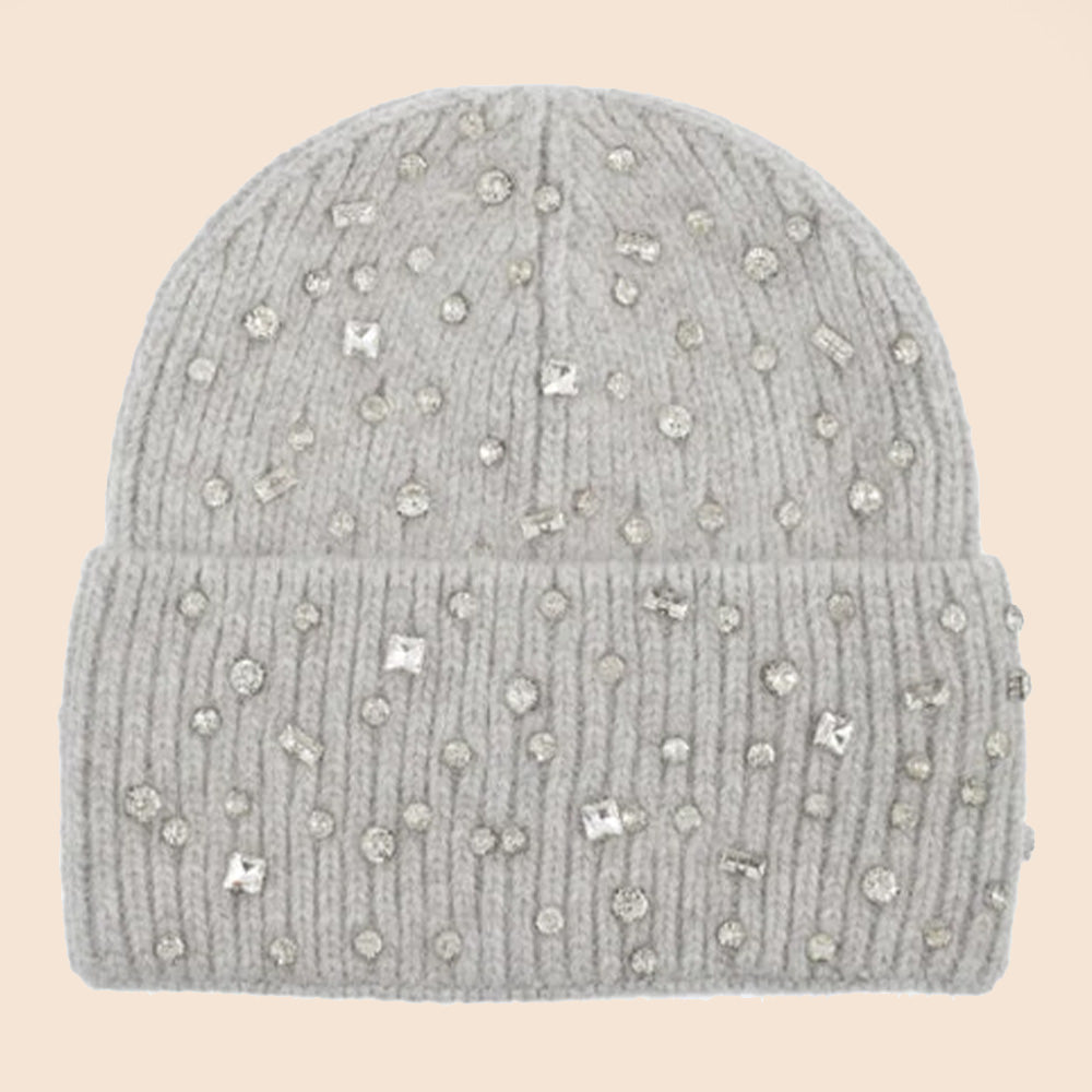 CAPPELLO A CUFFIA CON RISVOLTO E STRASS SUL FRONTE