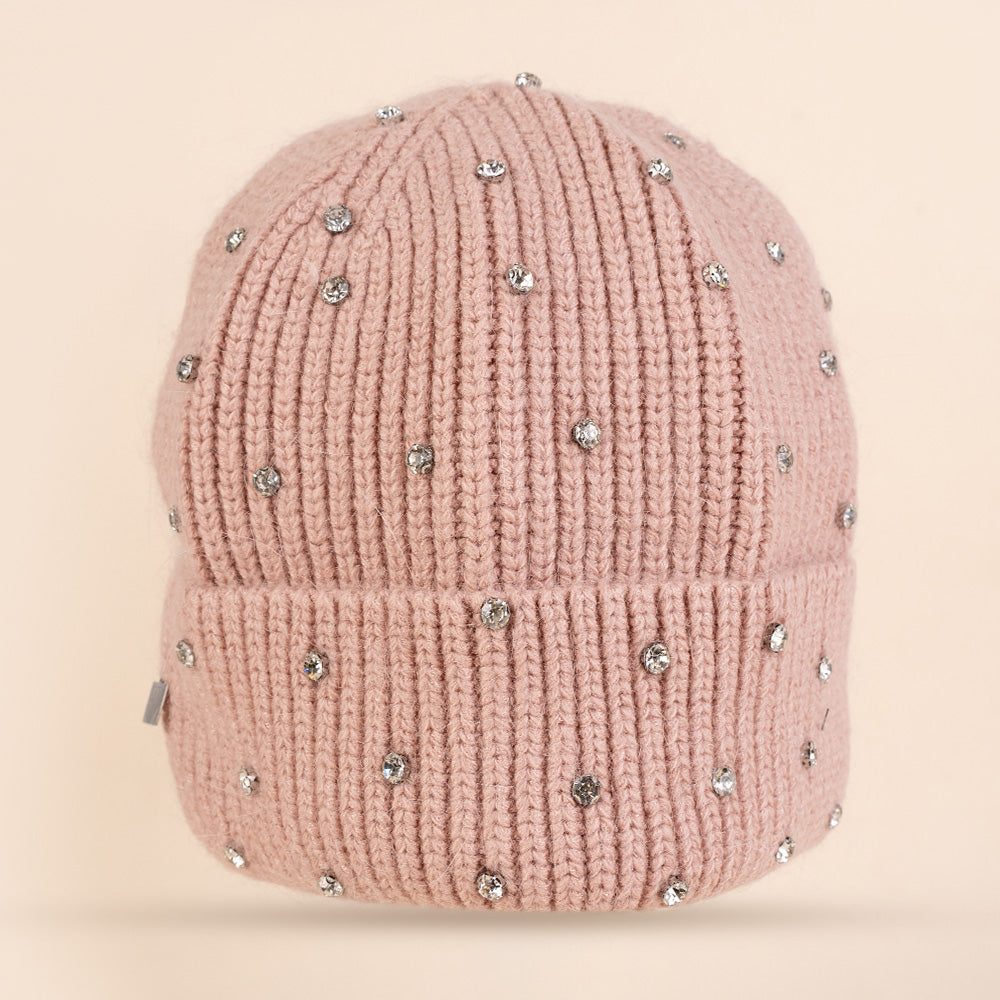 CAPPELLO A CUFFIA CON RISVOLTO CON STRASS GRANDI