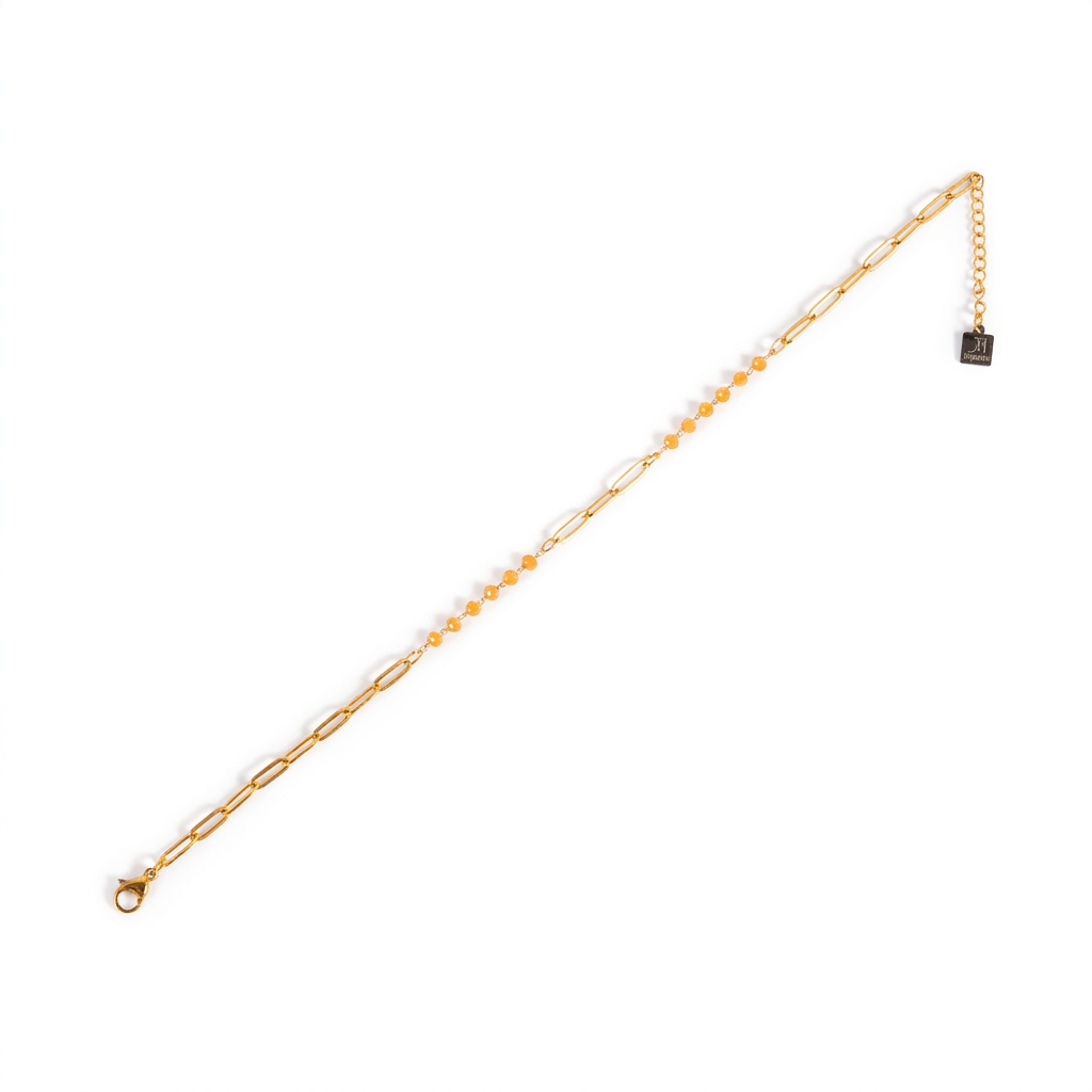 SIMPLE CHAIN ANKLET WITH COLORED CRYSTALS