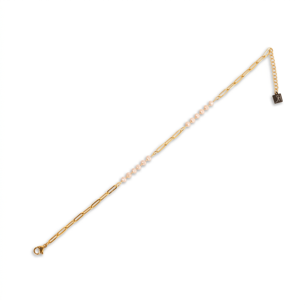 SIMPLE CHAIN ANKLET WITH COLORED CRYSTALS