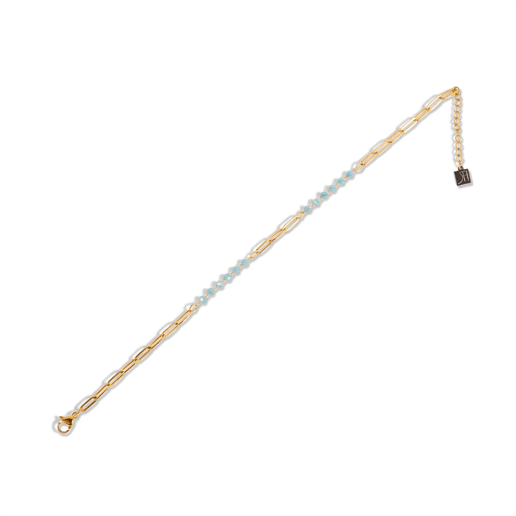 SIMPLE CHAIN ANKLET WITH COLORED CRYSTALS