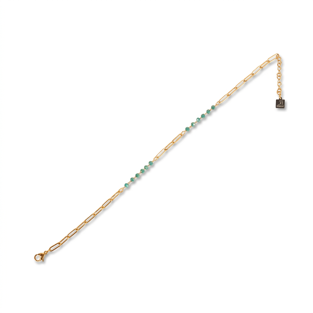 SIMPLE CHAIN ANKLET WITH COLORED CRYSTALS