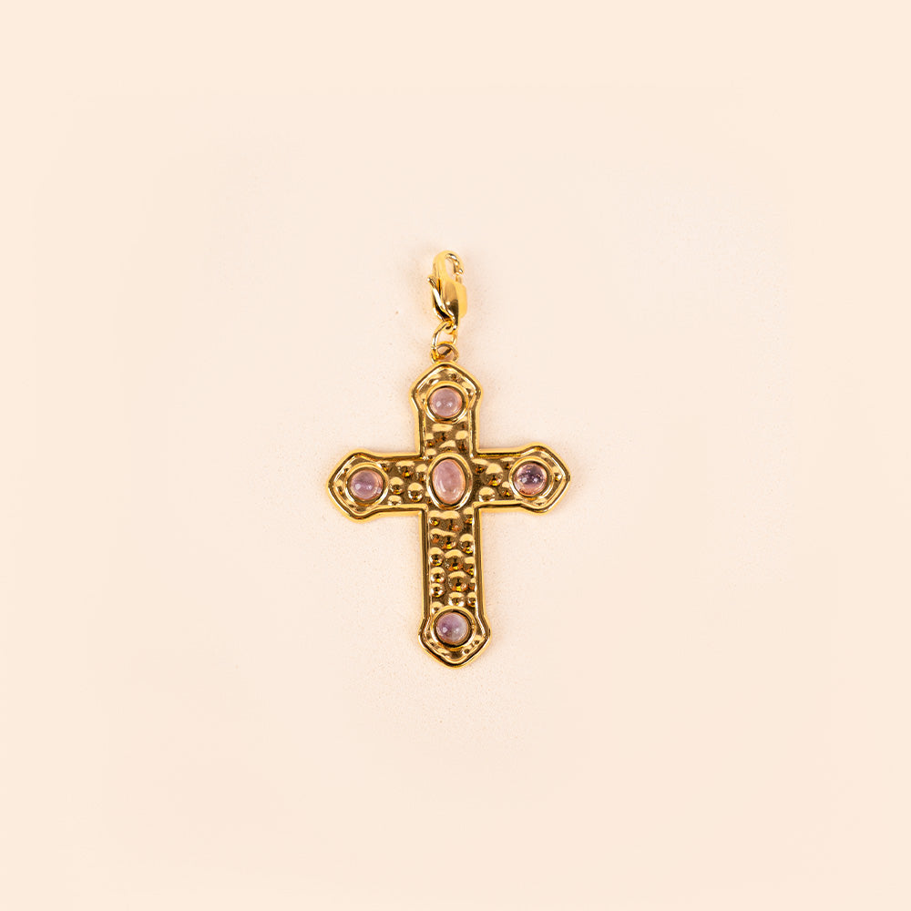 CHARM A CROCE CON PIETRE ALLE ESTREMITA'