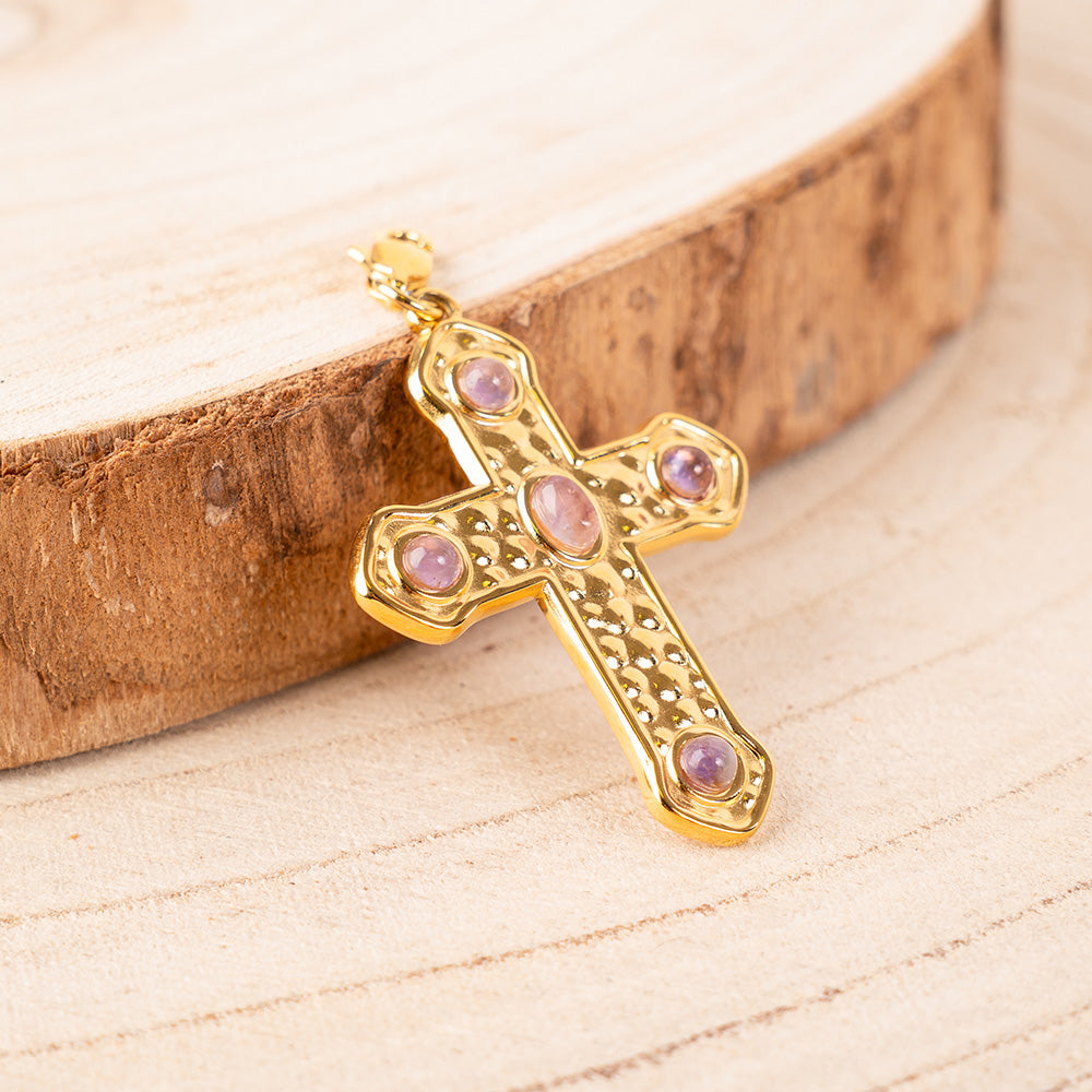CHARM A CROCE CON PIETRE ALLE ESTREMITA'