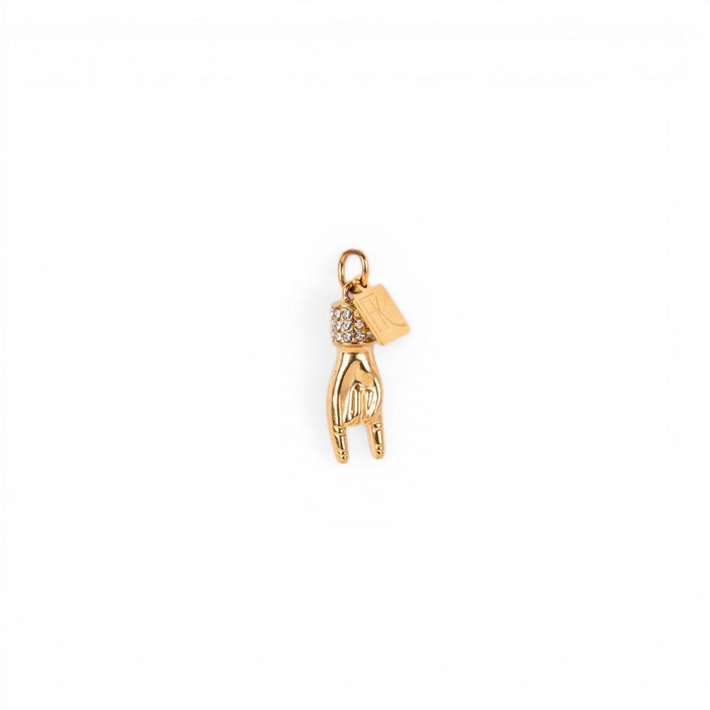 CHARM MANO CON CORNA E STRASS