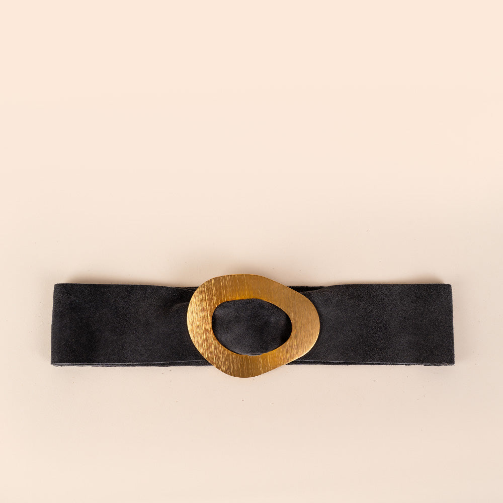 CINTA ALTA SCAMOSCIATA CON FIBBIA SATINATA