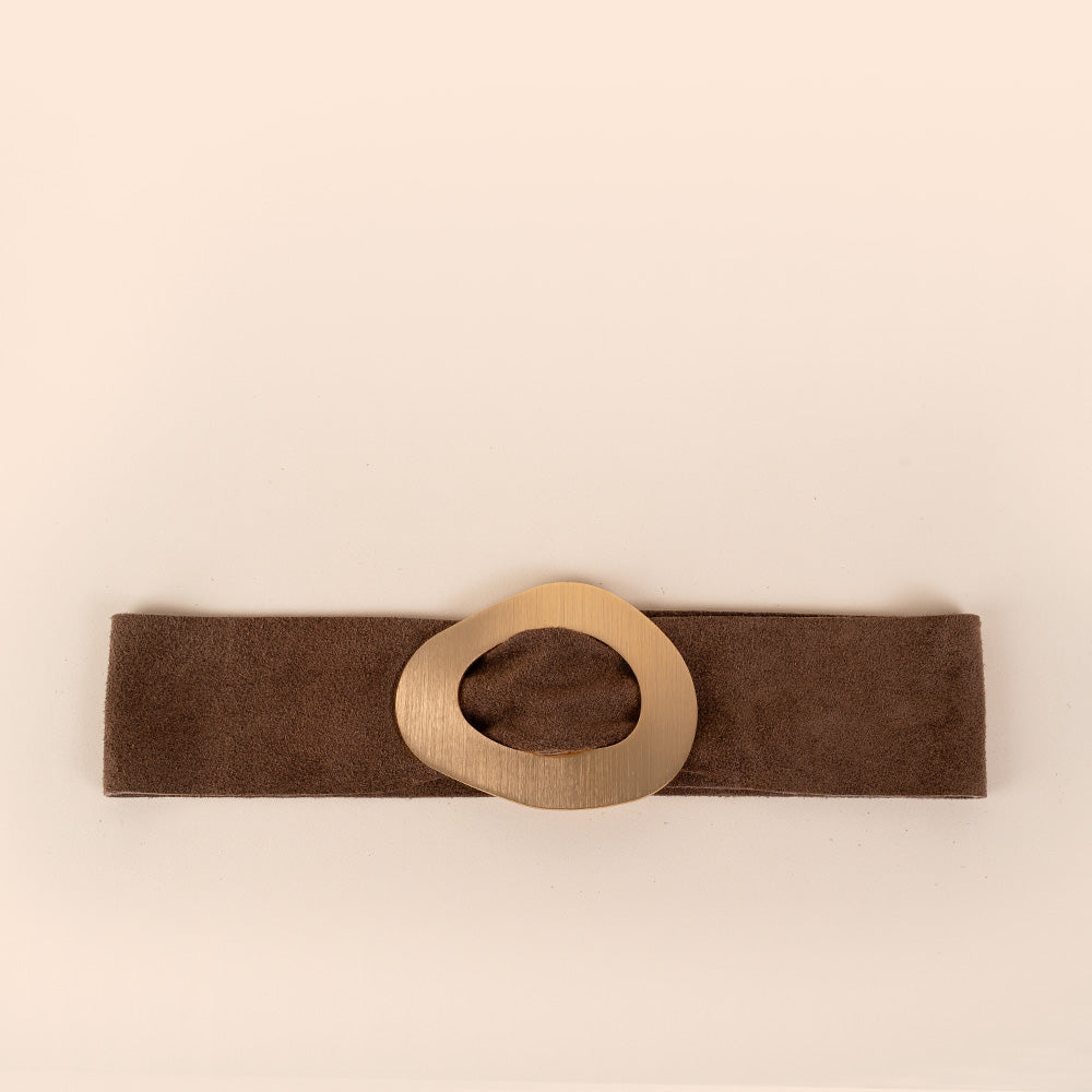 CINTA ALTA SCAMOSCIATA CON FIBBIA SATINATA