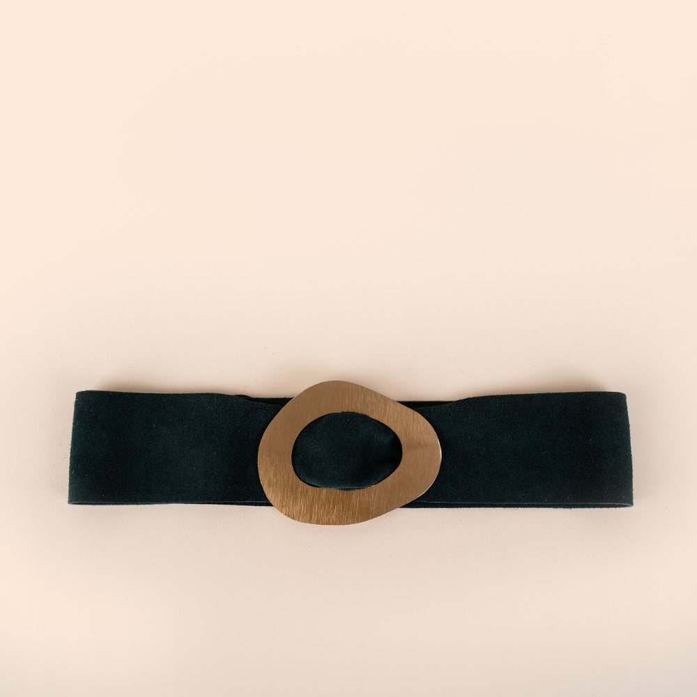 CINTA ALTA SCAMOSCIATA CON FIBBIA SATINATA