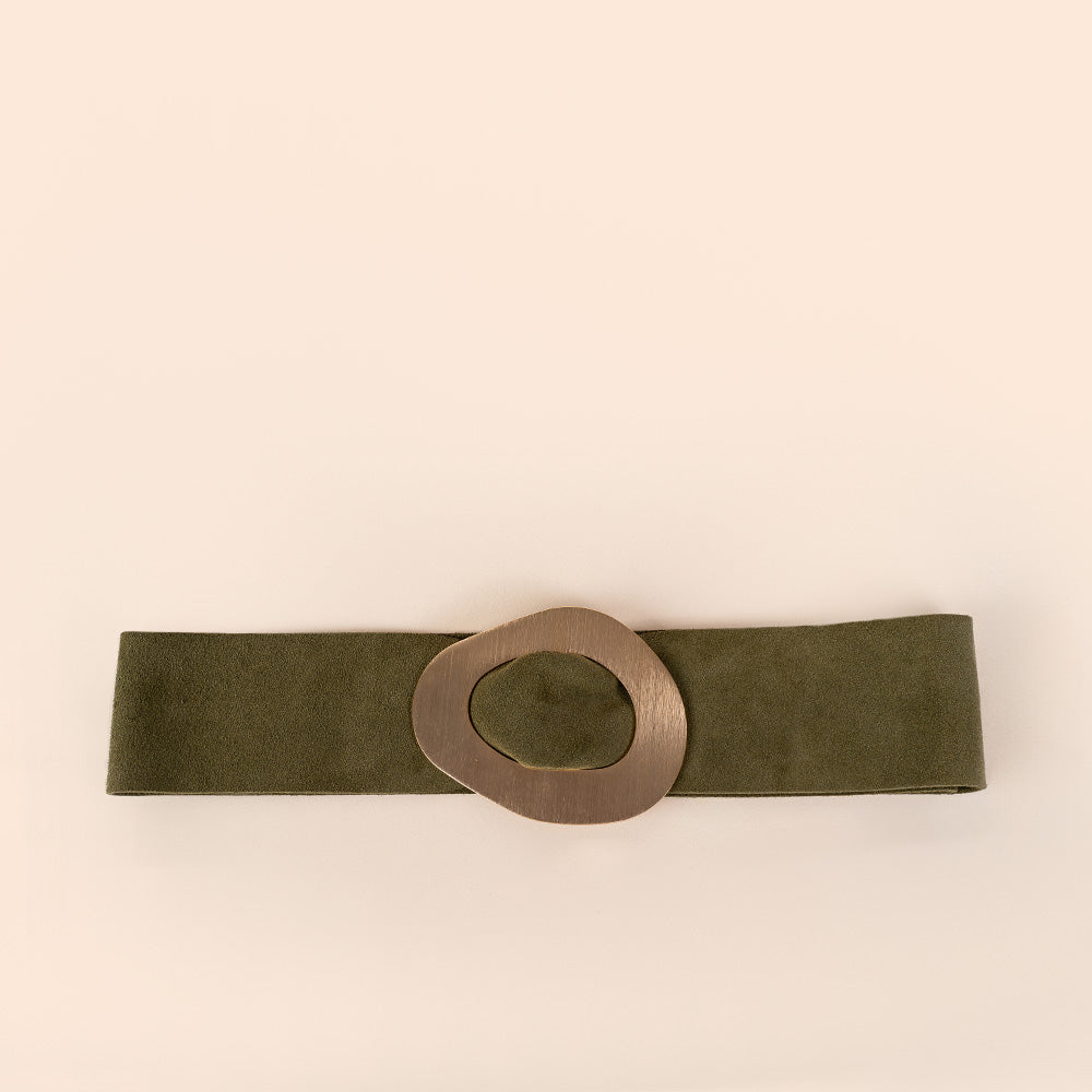 CINTA ALTA SCAMOSCIATA CON FIBBIA SATINATA