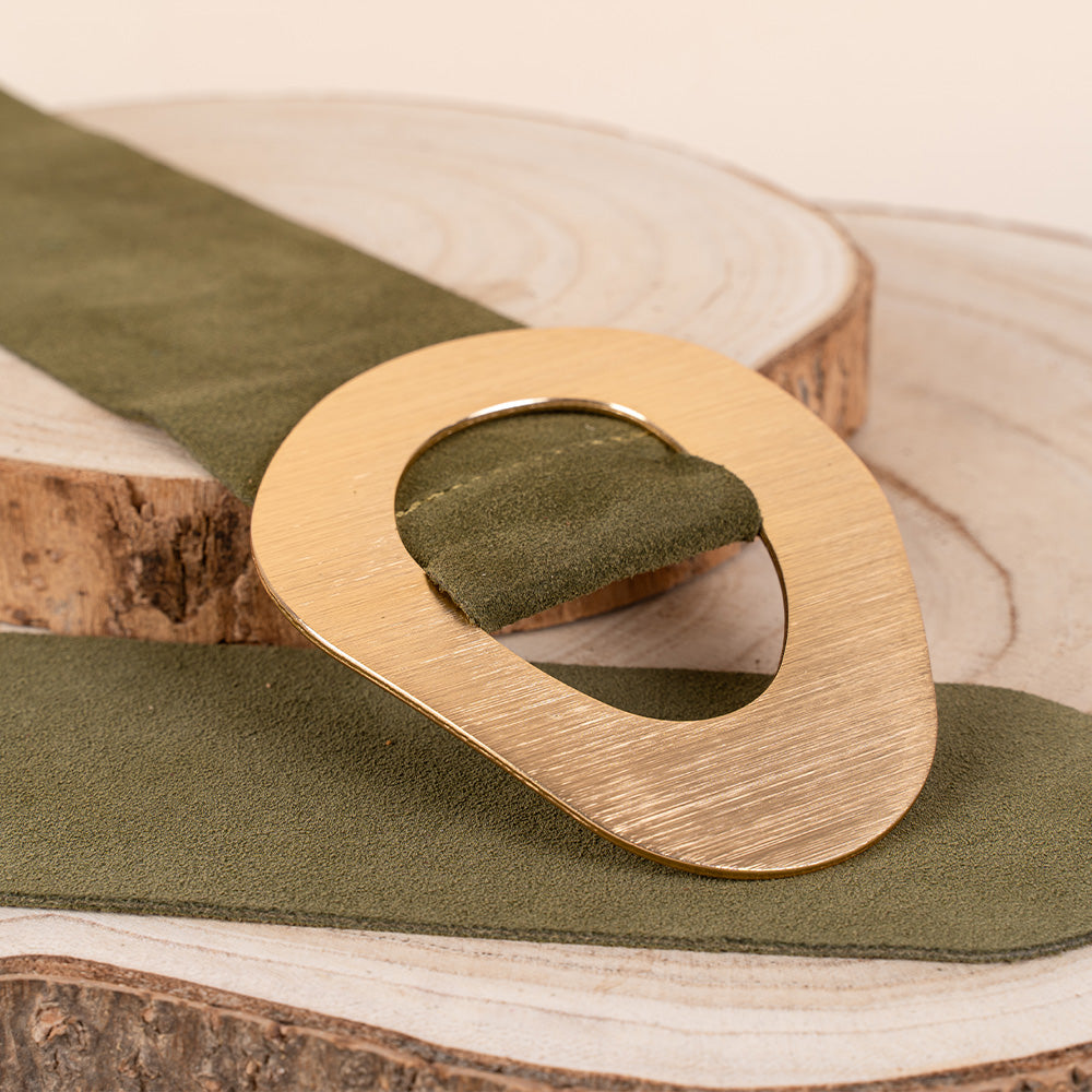 CINTA ALTA SCAMOSCIATA CON FIBBIA SATINATA