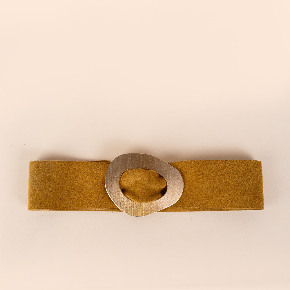 CINTA ALTA SCAMOSCIATA CON FIBBIA SATINATA