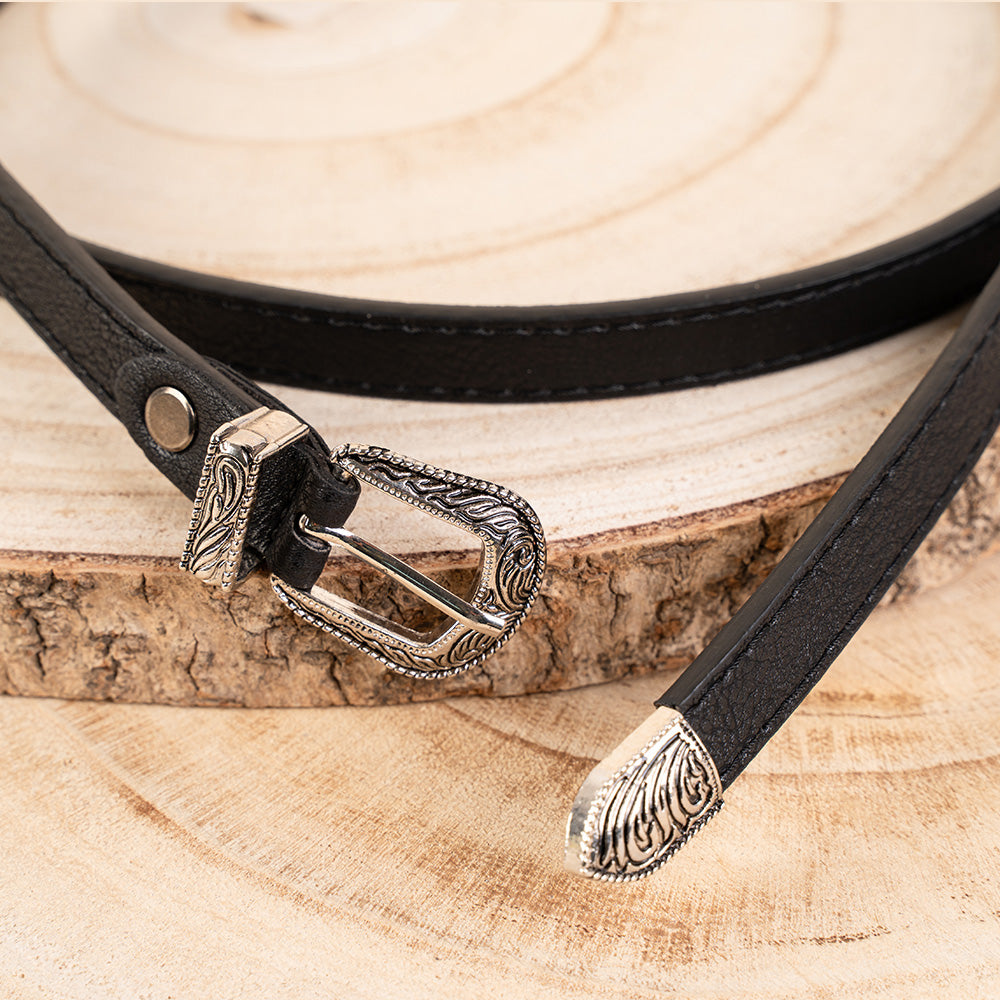 CINTURA FINA SEMPLICE CON FIBBIA LAVORATA