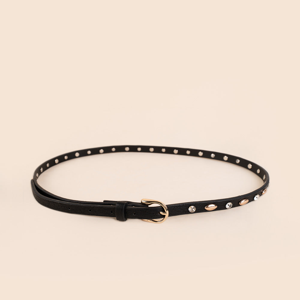 CINTURA FINA CON BORCHIE OVALI E STRASS