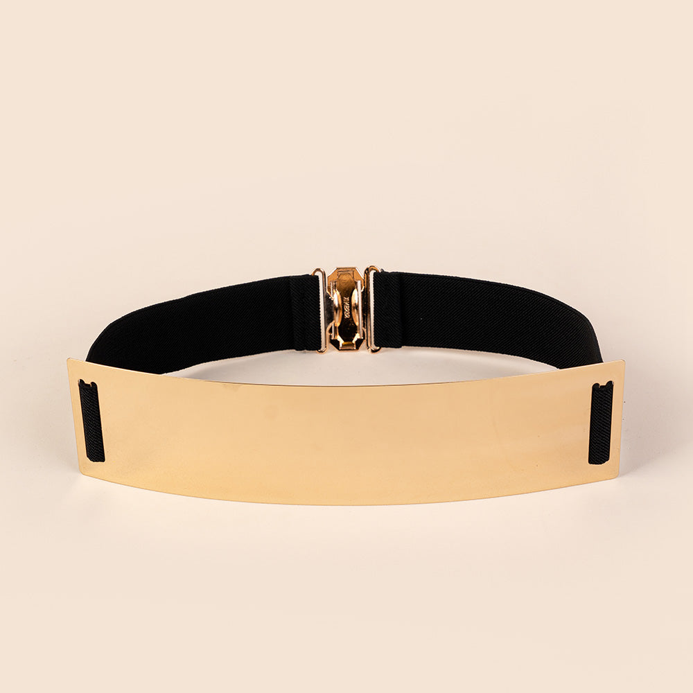 CINTURA ELASTICA CON PLACCA LUNGA IN METALLO SEMI RIGIDA