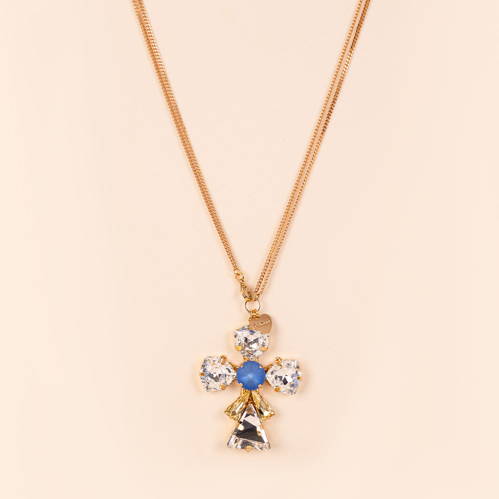 LONG NECKLACE WITH CRYSTAL PENDANT CROSS