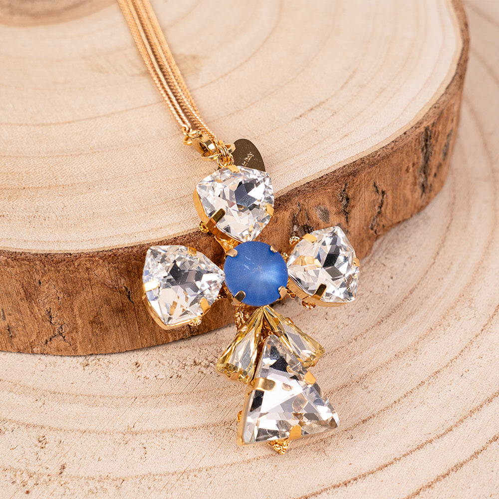 LONG NECKLACE WITH CRYSTAL PENDANT CROSS