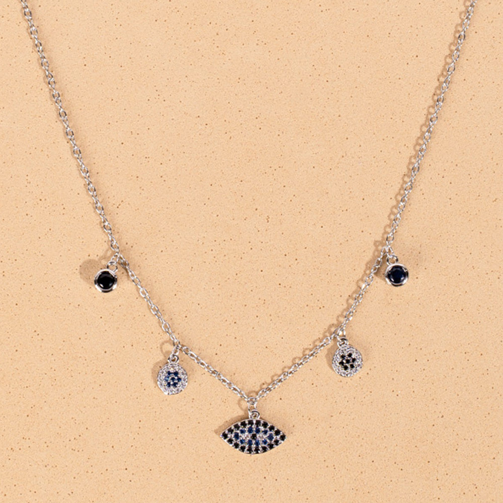 THIN CHOKER NECKLACE WITH EYE AND RHINESTONE