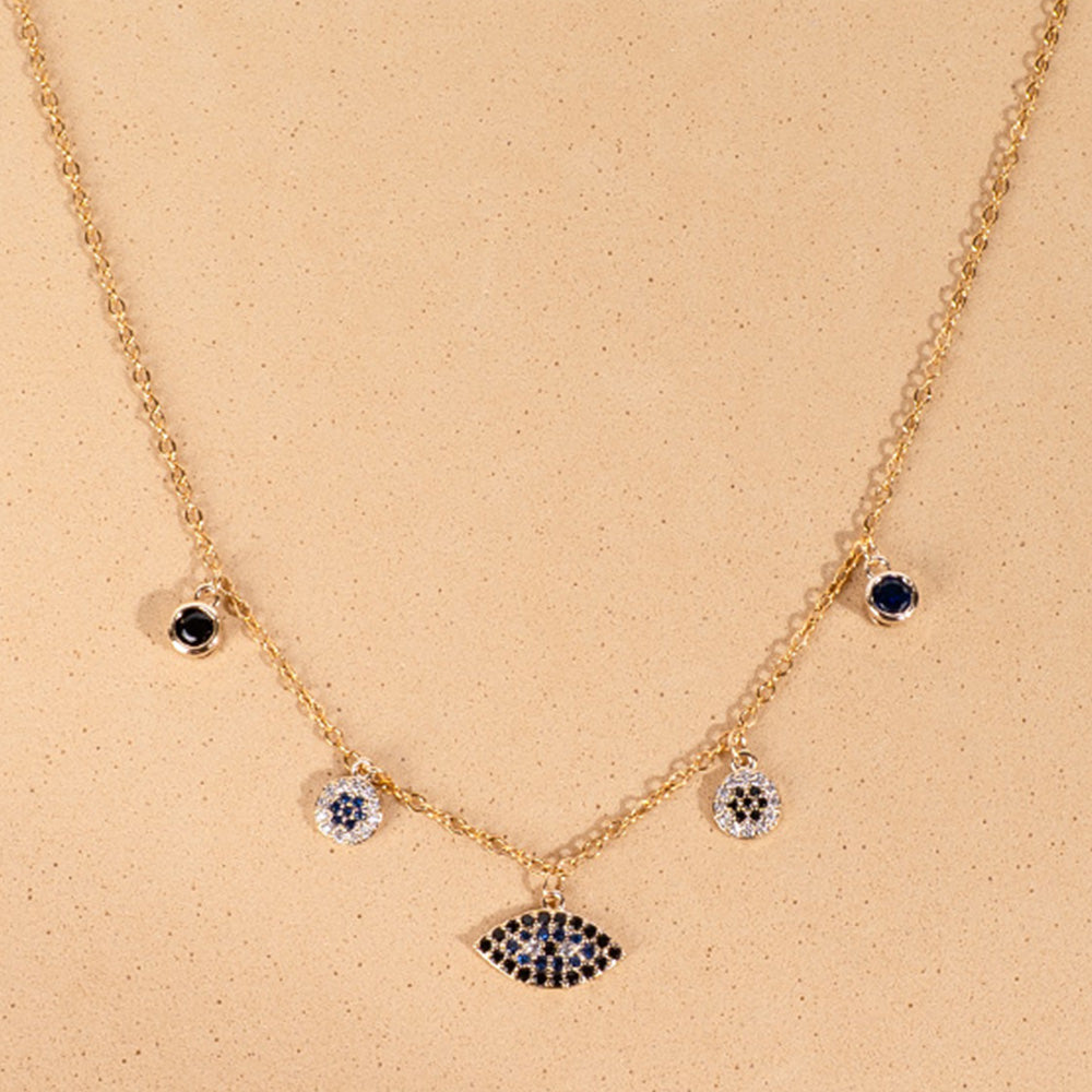 THIN CHOKER NECKLACE WITH EYE AND RHINESTONE