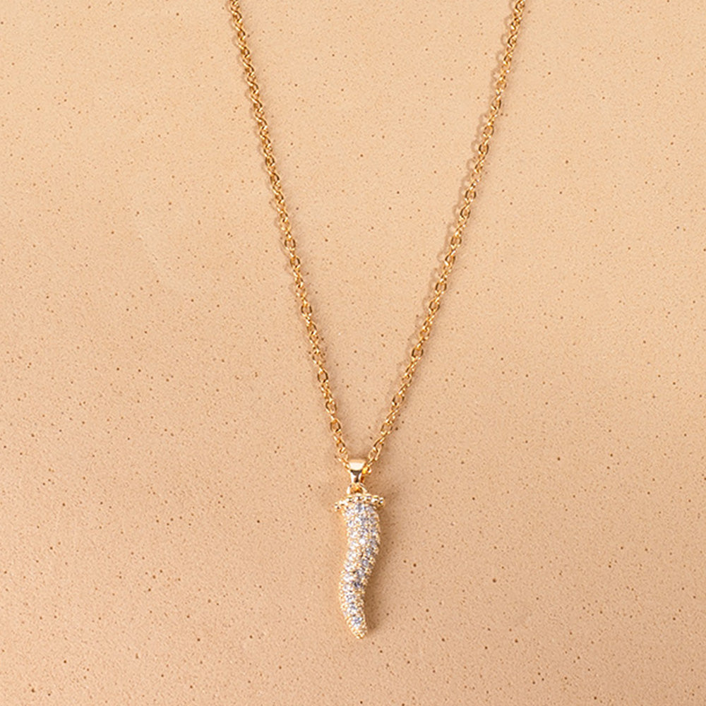CHOKER NECKLACE WITH SMALL HORN PENDANT AND RHINESTONE
