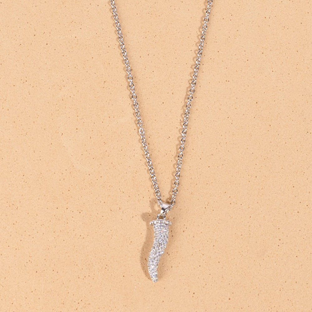 CHOKER NECKLACE WITH SMALL HORN PENDANT AND RHINESTONE