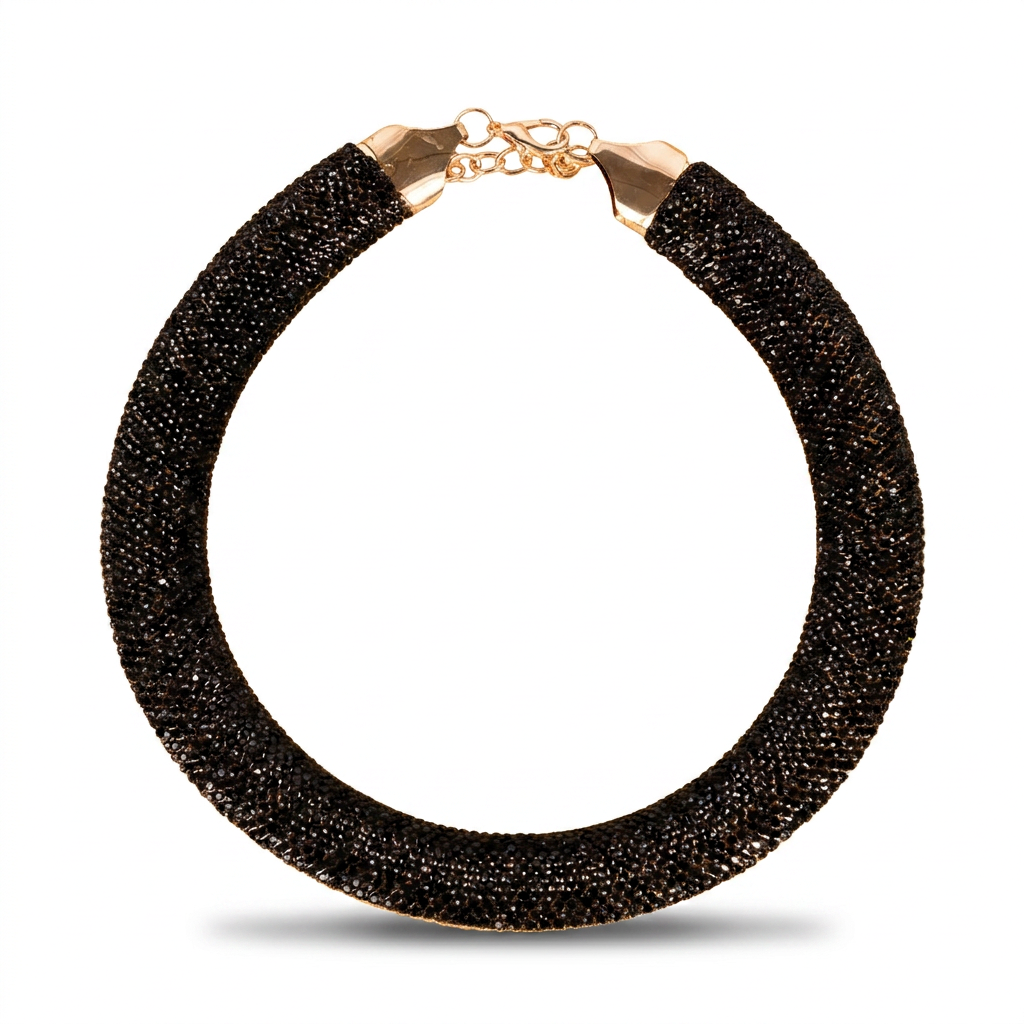 COLLANA GIROCOLLO SNAKE RICOPERTA DI STRASS E PERLE