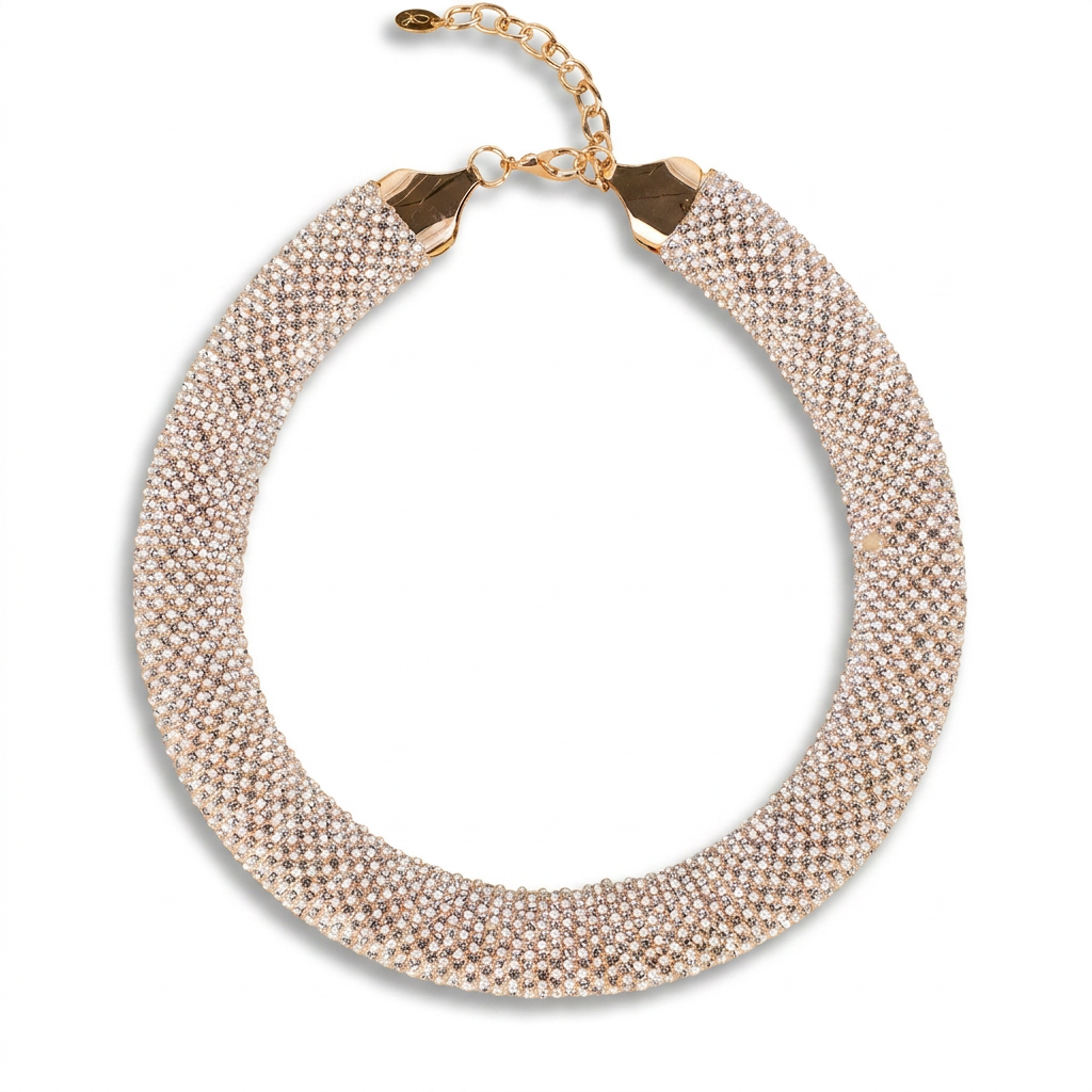 COLLANA GIROCOLLO SNAKE RICOPERTA DI STRASS E PERLE