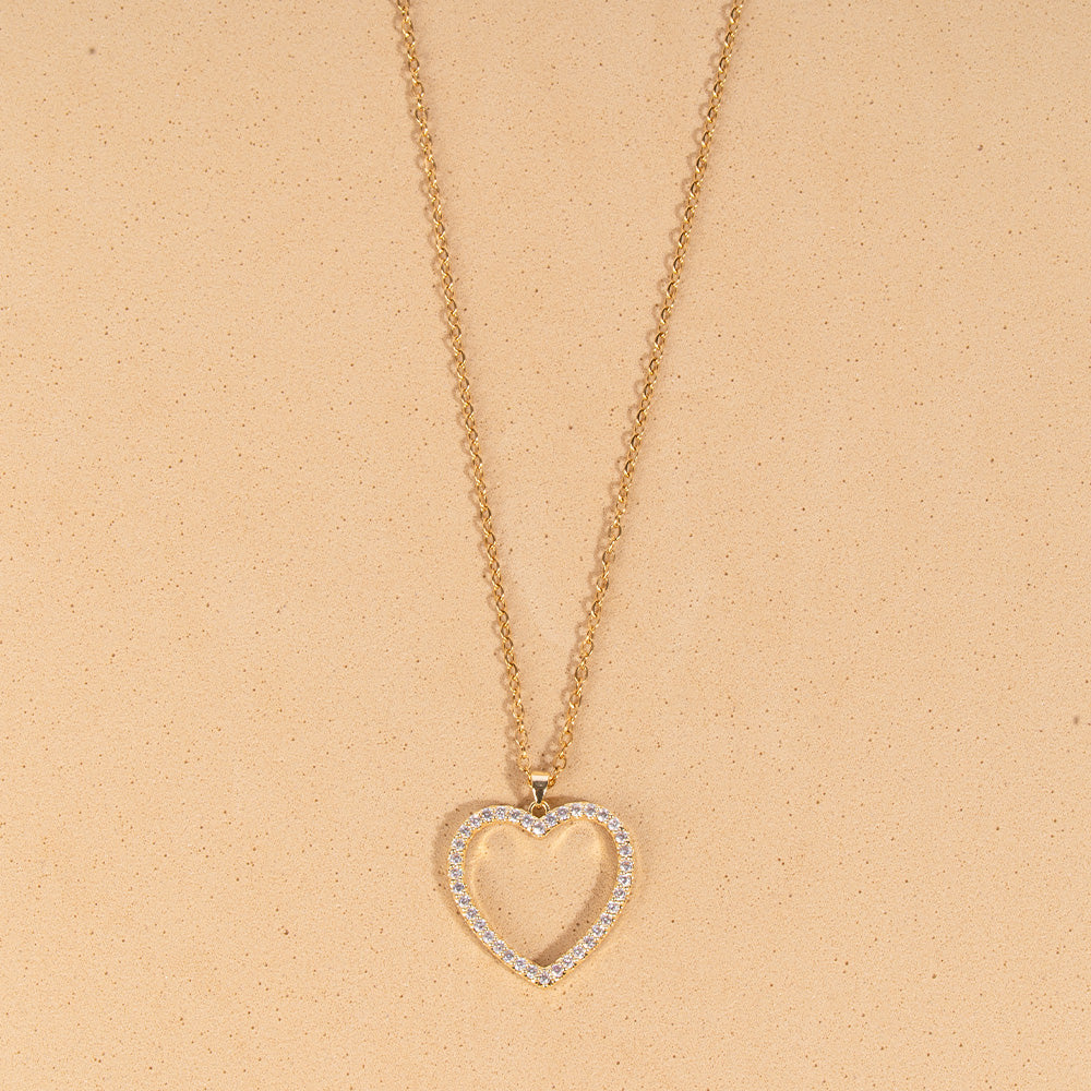 COLLANA GIROCOLLO CON CUORE VUOTO CON STRASS