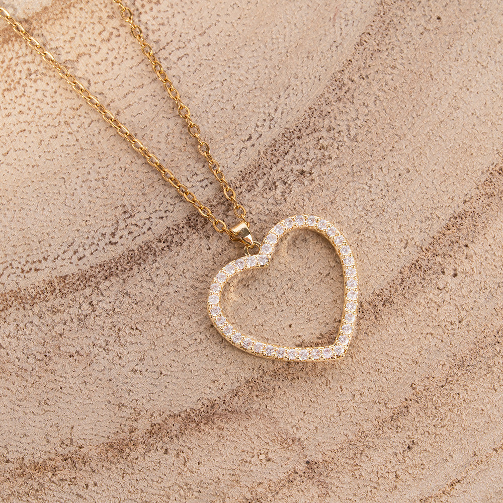COLLANA GIROCOLLO CON CUORE VUOTO CON STRASS
