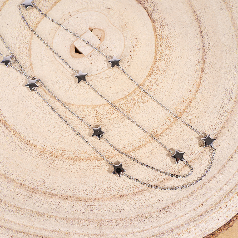 COLLANA LUNGA FINA CON STELLE LISCE