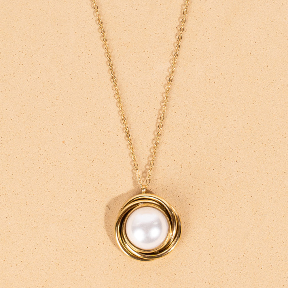 COLLANA GIROCOLLO FINA CON PENDENTE CIRCOLARE E PERLA