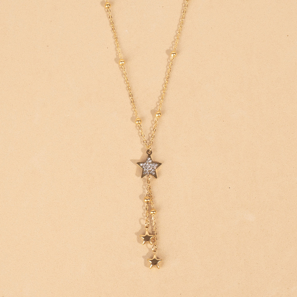 ROSARY MODEL CHOKER NECKLACE WITH STAR PENDANTS