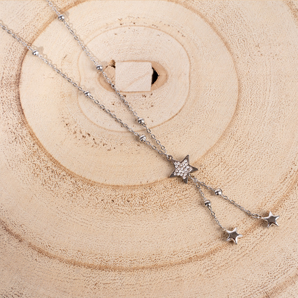 ROSARY MODEL CHOKER NECKLACE WITH STAR PENDANTS