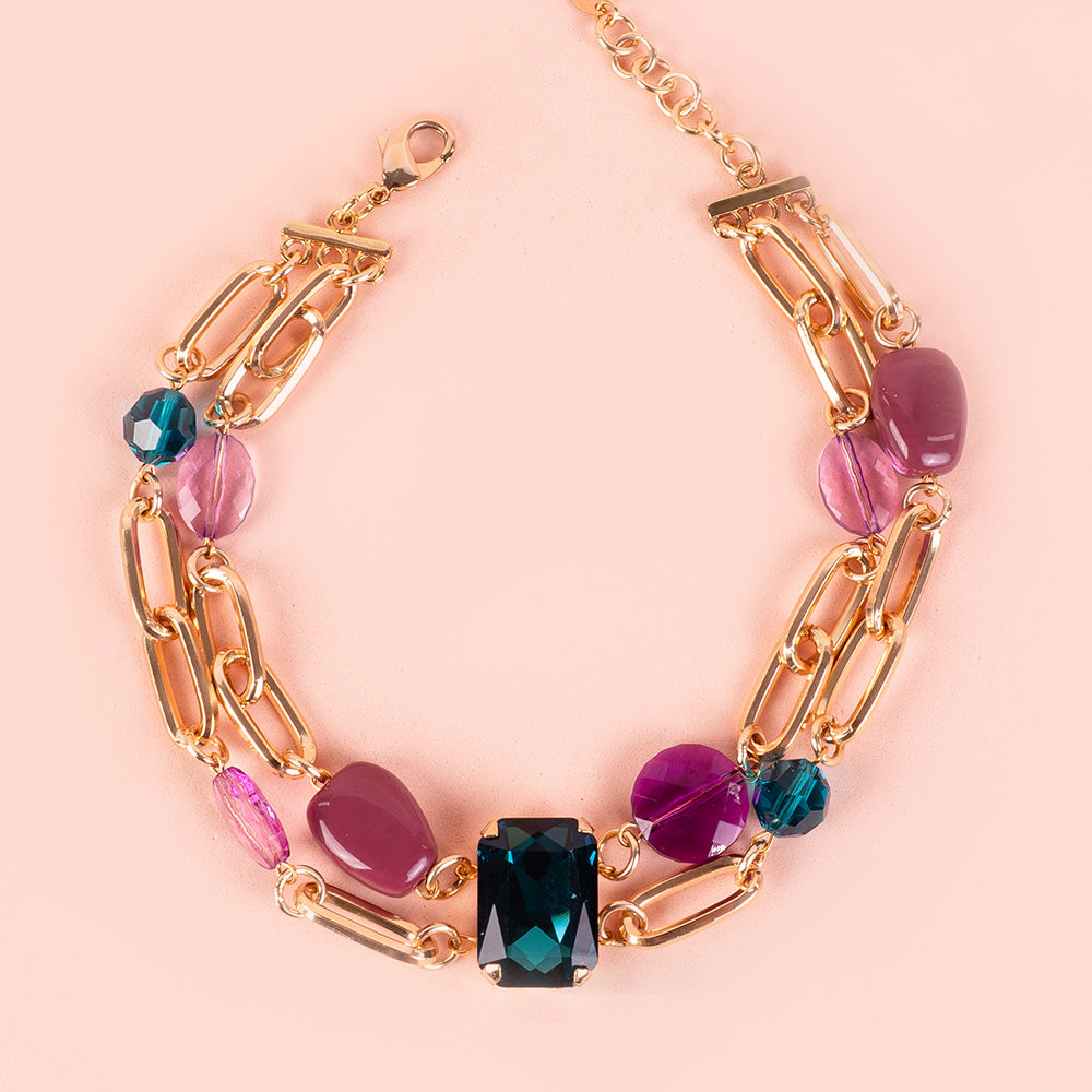 COLLANA CHOKER CON DOPPIO FILO DI PIETRE