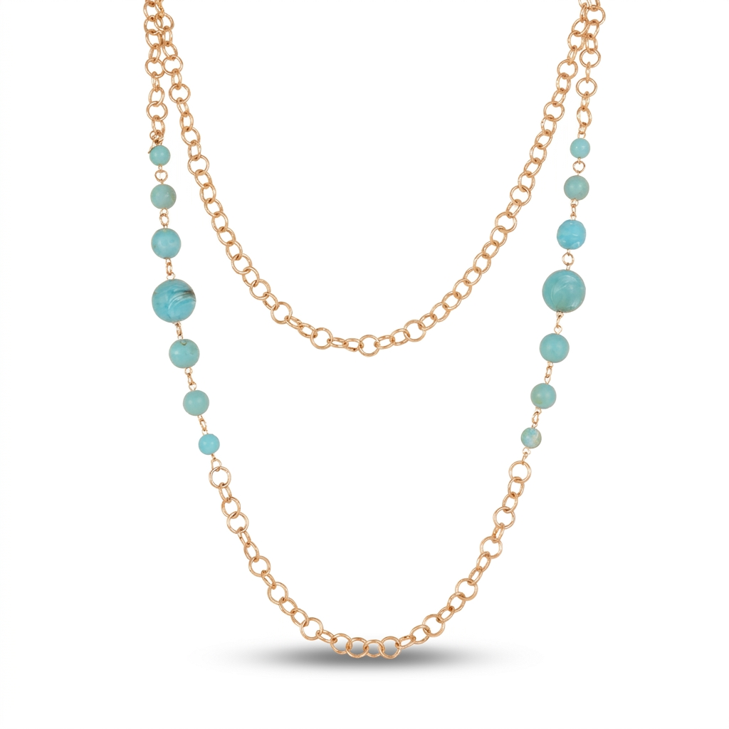 COLLANA LUNGA CON SFERE EFFETTO MARMO