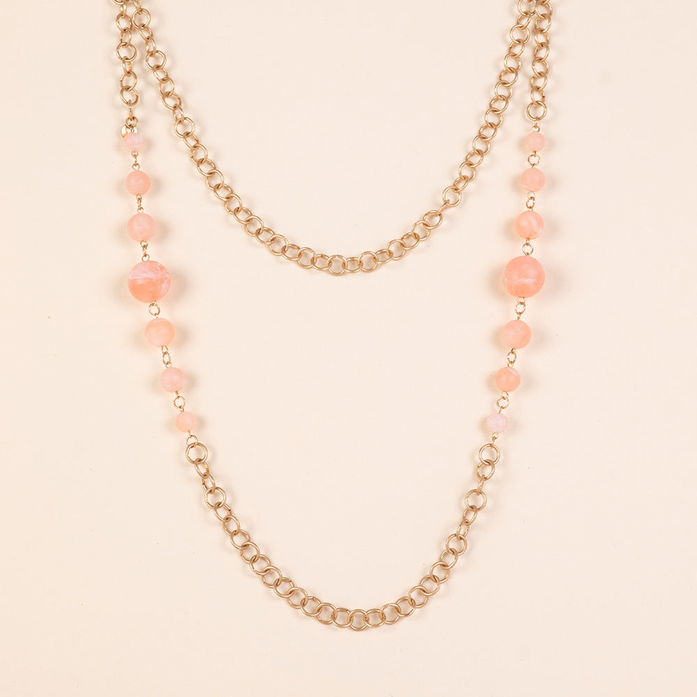 LONG NECKLACE WITH MARBLE EFFECT SPHERES