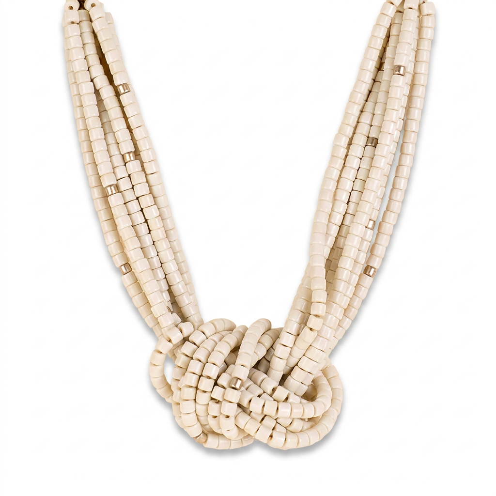 COLLANA GIROCOLLO CON PERLINE E NODO CENTRALE