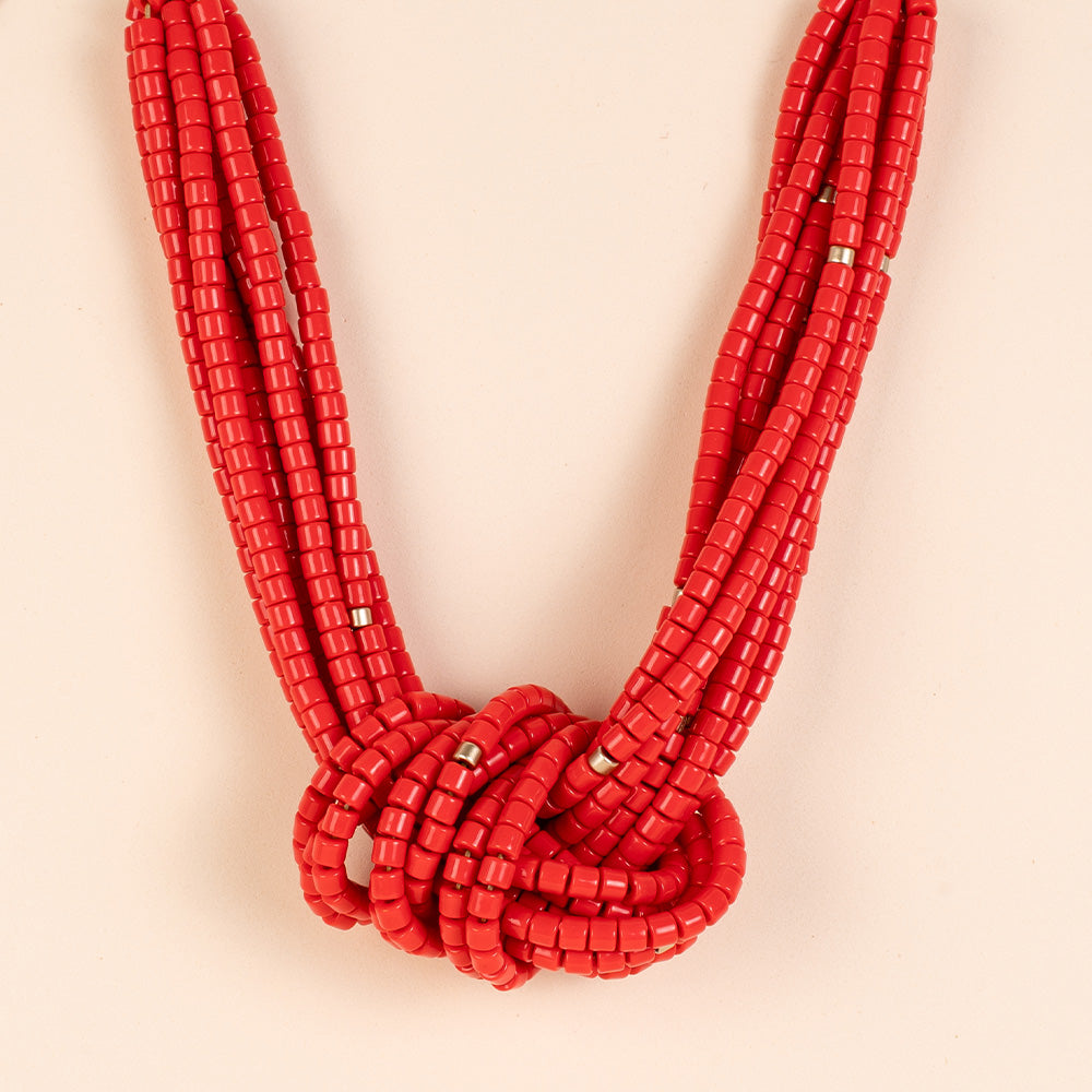 CHOKER NECKLACE WITH BEADS AND CENTRAL KNOT