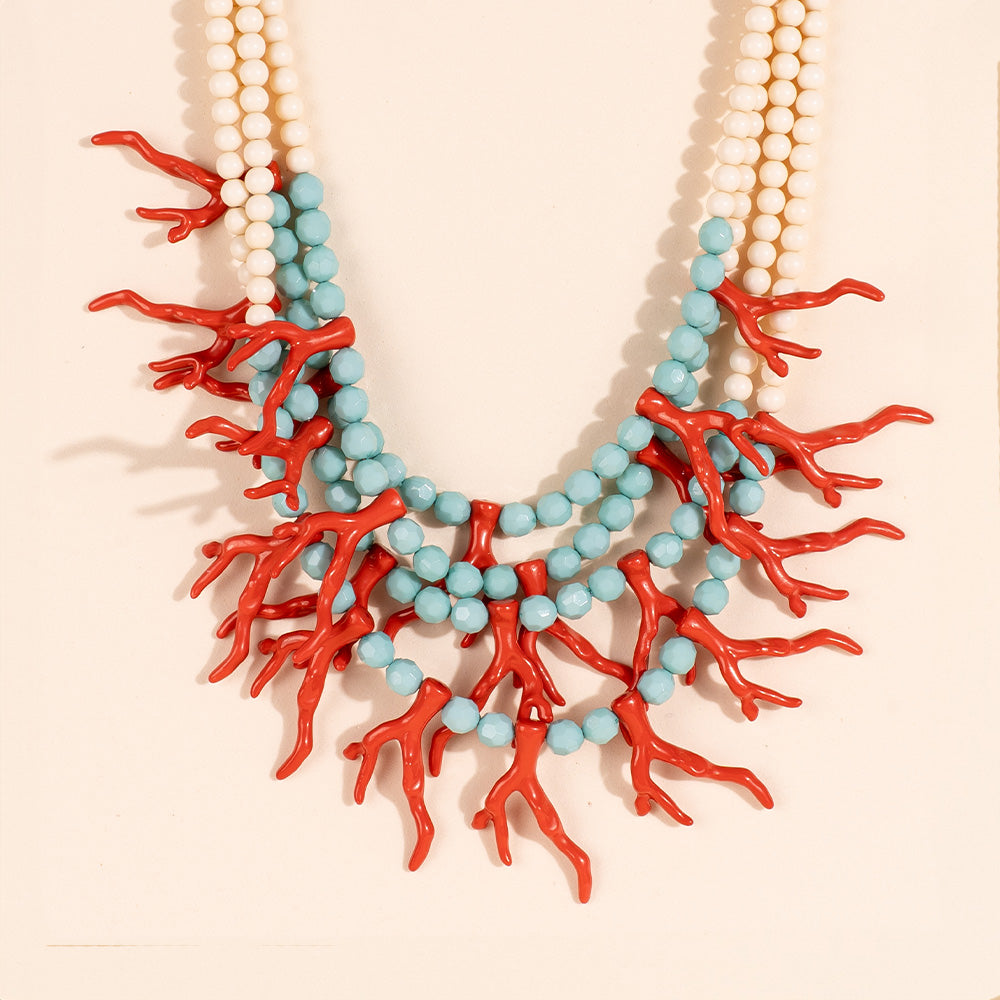 CORAL AND PEARL CHOKER NECKLACE