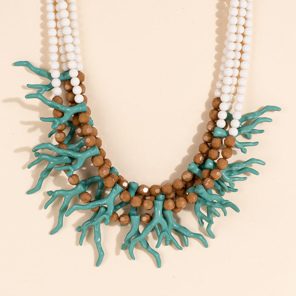 CORAL AND PEARL CHOKER NECKLACE