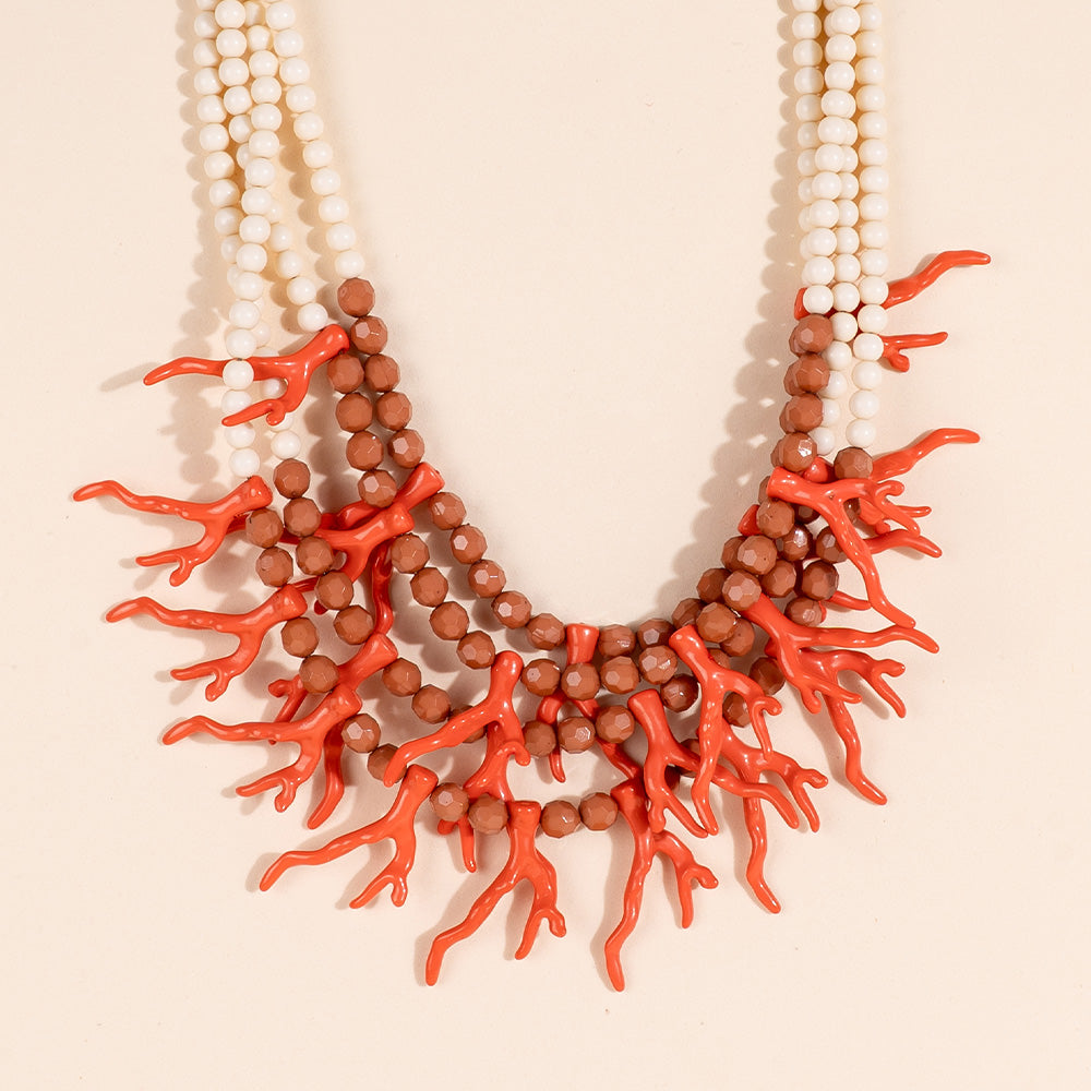 CORAL AND PEARL CHOKER NECKLACE