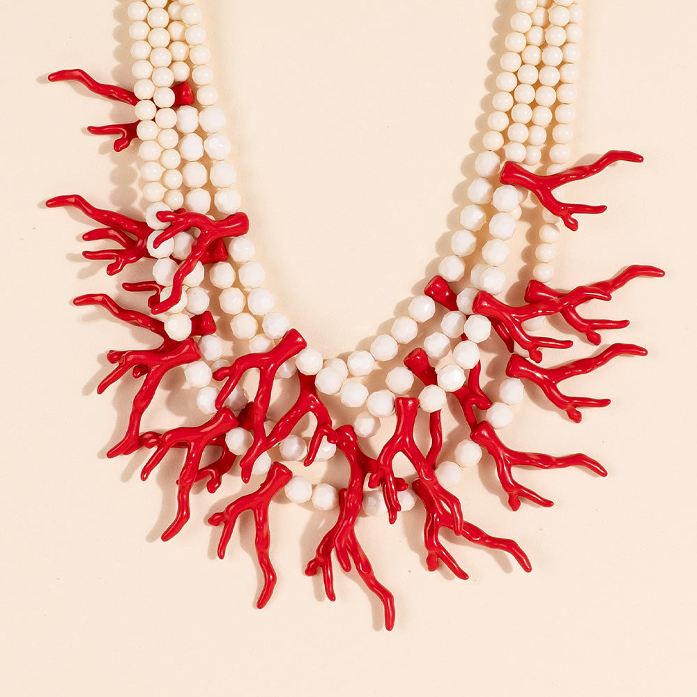 CORAL AND PEARL CHOKER NECKLACE