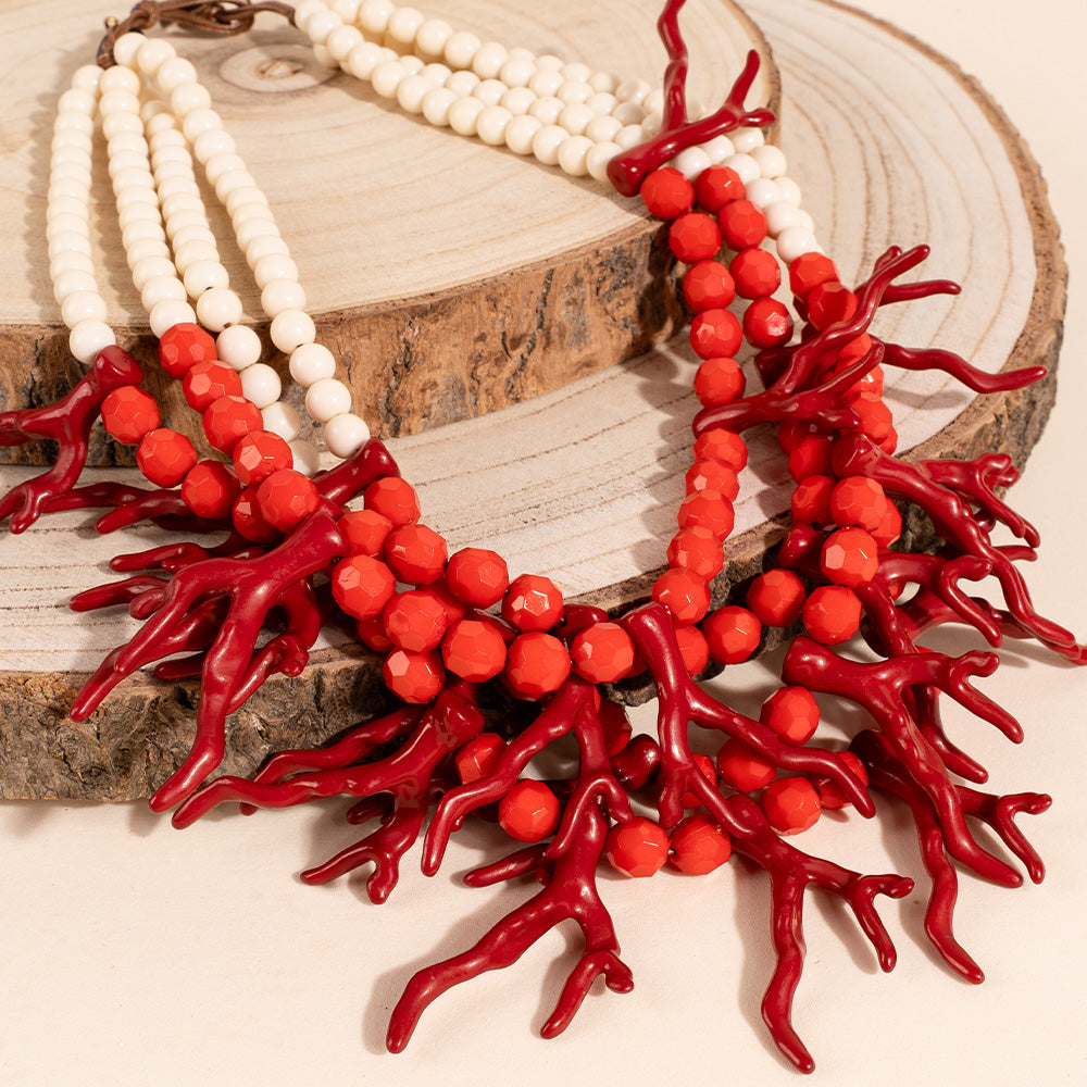 CORAL AND PEARL CHOKER NECKLACE